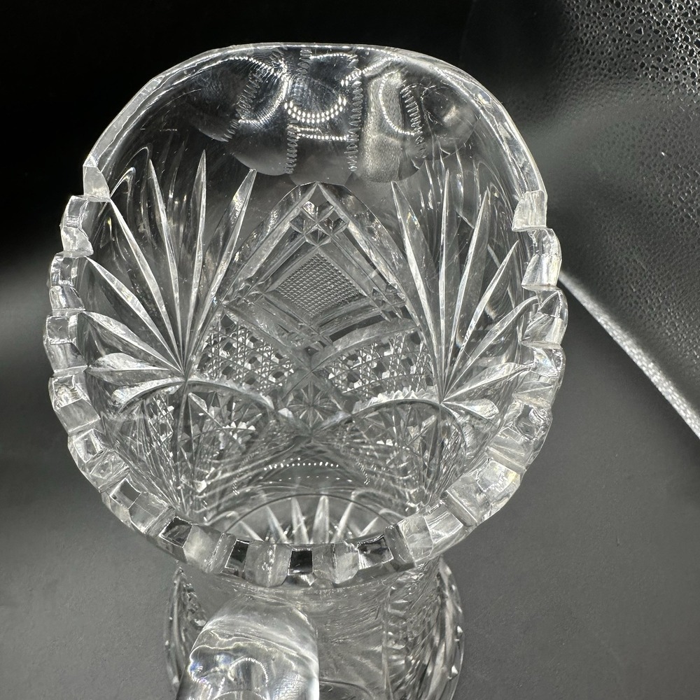 Antique American Brilliant Period Hand Cut Lead Crystal Pitcher Heavy 9.75" Tall - Picture 8 of 16